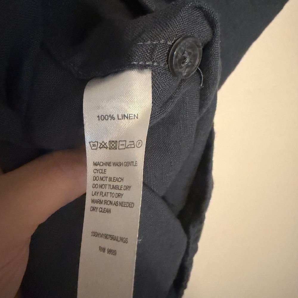Todd Snyder x Baird McNutt Irish Linen button down shirt S navy classic preppy - Picture 3 of 5